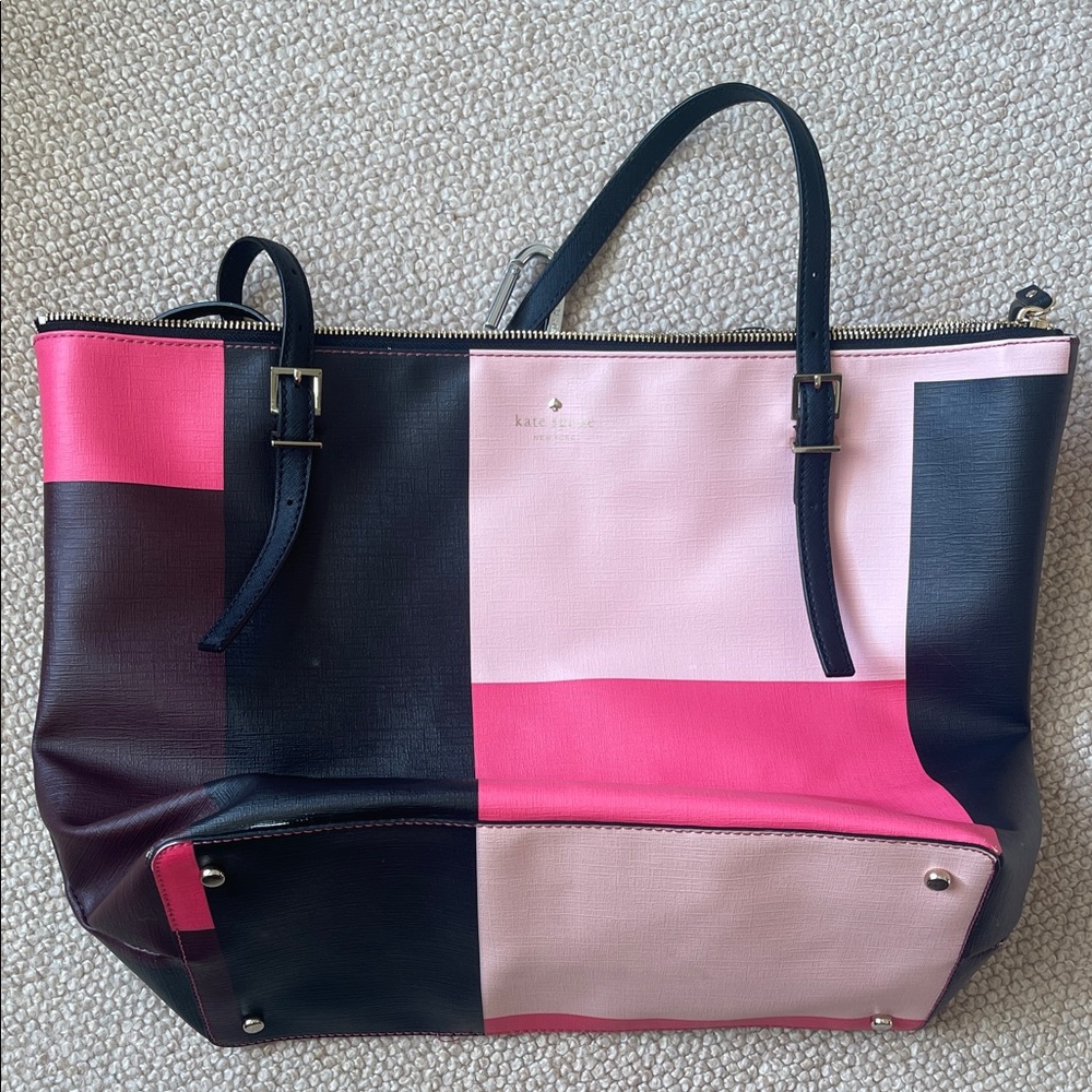 Kate Spade Color Block Tote in Pink and Black